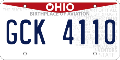 OH license plate GCK4110