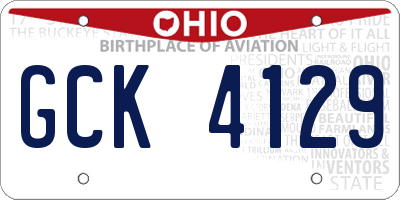 OH license plate GCK4129