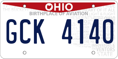 OH license plate GCK4140