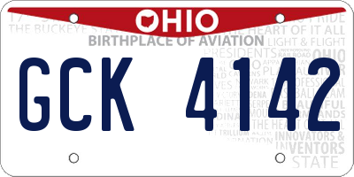 OH license plate GCK4142