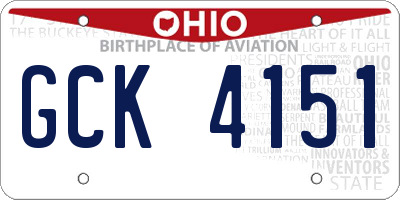 OH license plate GCK4151