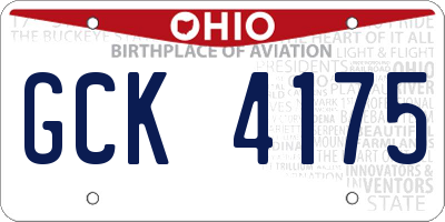 OH license plate GCK4175