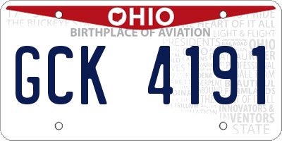 OH license plate GCK4191
