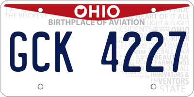 OH license plate GCK4227