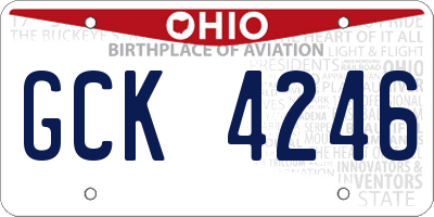 OH license plate GCK4246