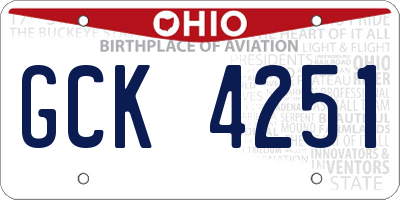 OH license plate GCK4251