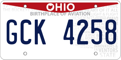 OH license plate GCK4258