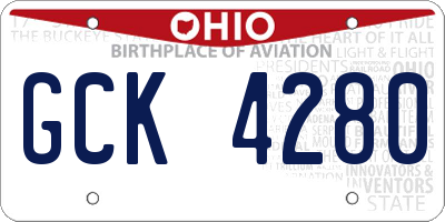 OH license plate GCK4280