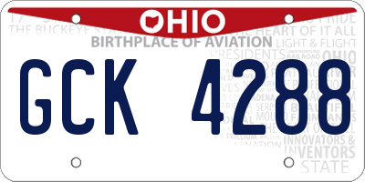 OH license plate GCK4288