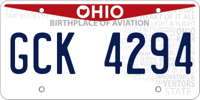 OH license plate GCK4294
