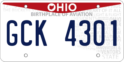 OH license plate GCK4301