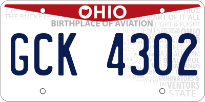 OH license plate GCK4302