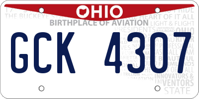 OH license plate GCK4307