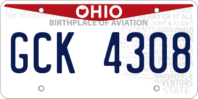 OH license plate GCK4308
