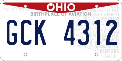 OH license plate GCK4312