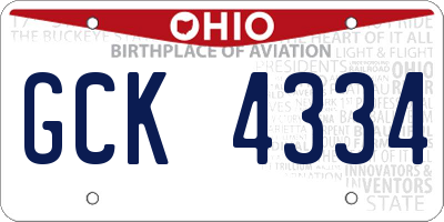 OH license plate GCK4334