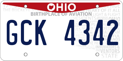 OH license plate GCK4342