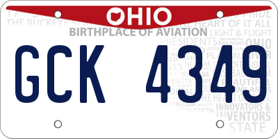 OH license plate GCK4349