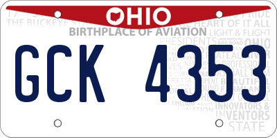 OH license plate GCK4353