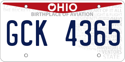 OH license plate GCK4365