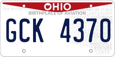 OH license plate GCK4370