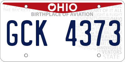 OH license plate GCK4373