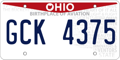 OH license plate GCK4375