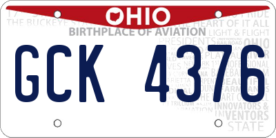 OH license plate GCK4376