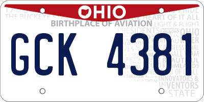 OH license plate GCK4381