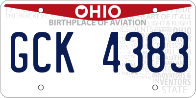 OH license plate GCK4383