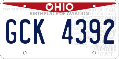 OH license plate GCK4392