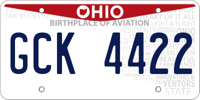 OH license plate GCK4422