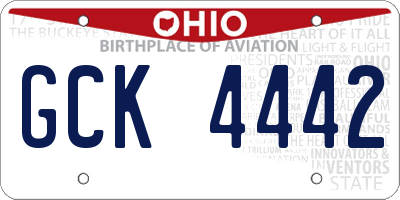 OH license plate GCK4442