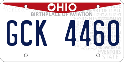 OH license plate GCK4460