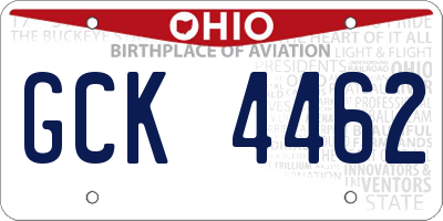 OH license plate GCK4462