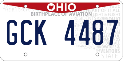 OH license plate GCK4487