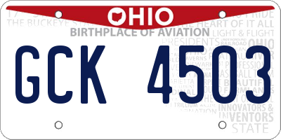 OH license plate GCK4503