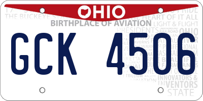OH license plate GCK4506