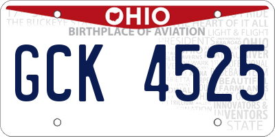 OH license plate GCK4525