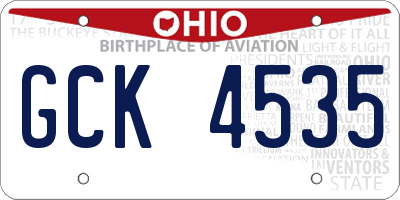 OH license plate GCK4535