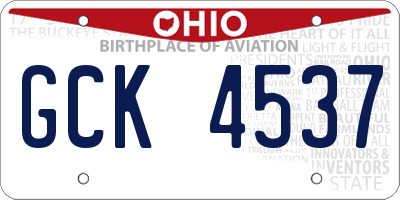 OH license plate GCK4537
