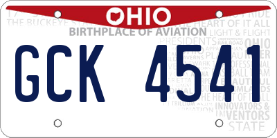 OH license plate GCK4541