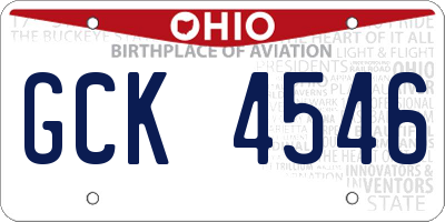 OH license plate GCK4546