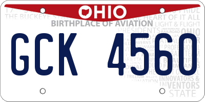 OH license plate GCK4560