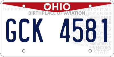 OH license plate GCK4581