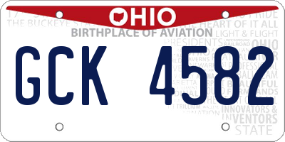 OH license plate GCK4582