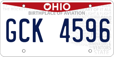 OH license plate GCK4596