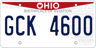 OH license plate GCK4600