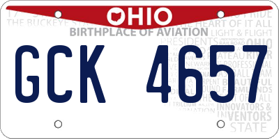OH license plate GCK4657