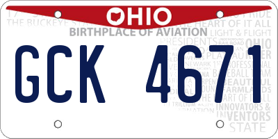 OH license plate GCK4671